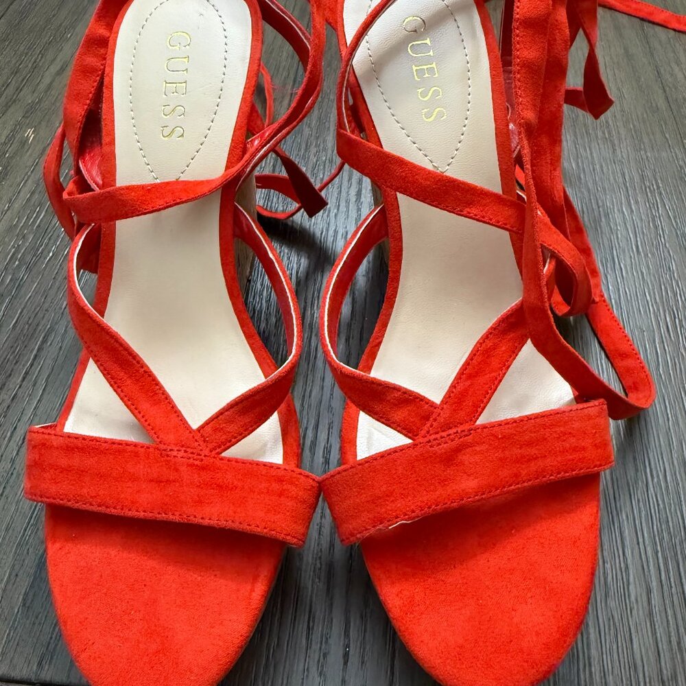 Guess Treacy Wedge Sandals “Red” Sz 8W